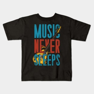 Music Never Sleeps Vintage Style Kids T-Shirt